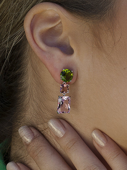 Boucles d'oreilles pierres colorées design transparent