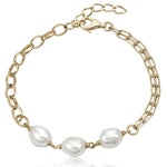 Pulseras perlas de plata bañada en oro diseño eslabones