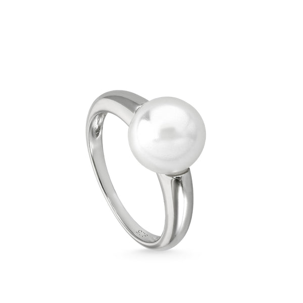 Ring with silver pearls classic style with central pearl