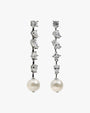 Pendientes largos de novia de plata con circonitas irregulares y perla