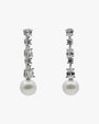 Pendientes largos de novia en plata con circonitas y perla de agua dulce