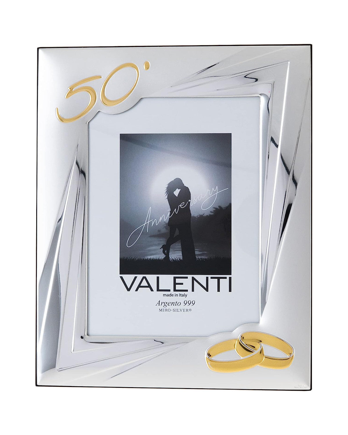 Silver Photo Frame 50th Anniversary Golden Wedding Rings