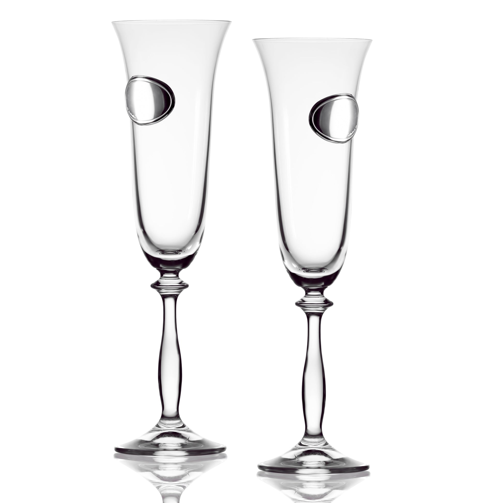 Personalized Wedding or Anniversary Glasses in Silver with Wooden Case