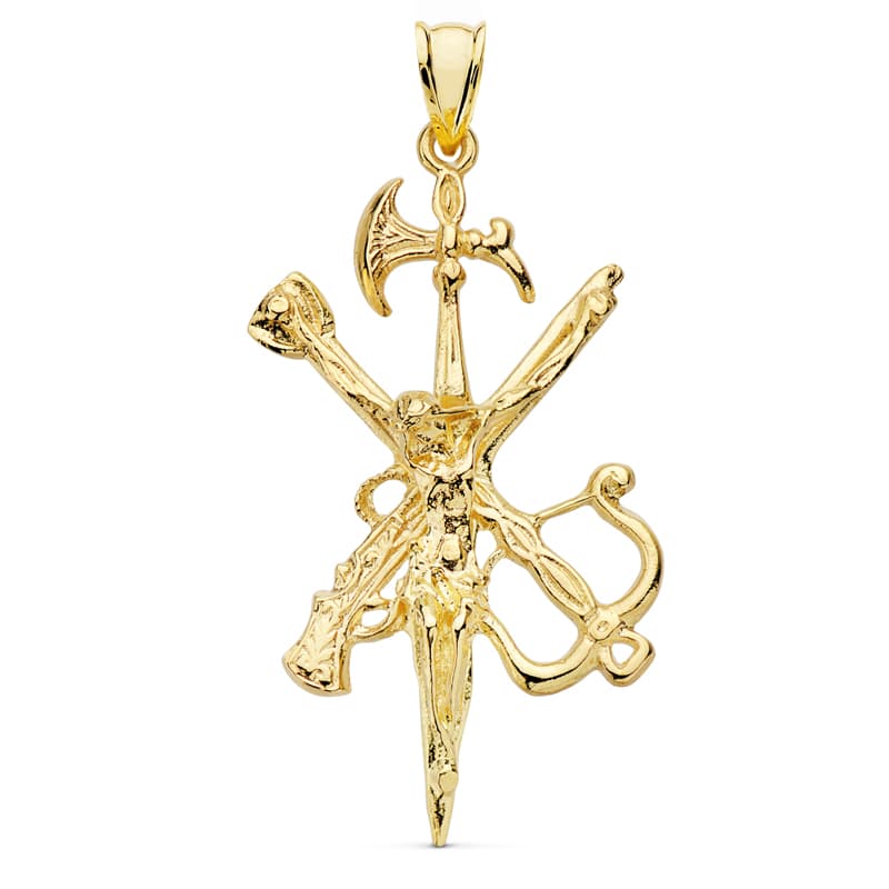 18K Yellow Gold Pendant Christ Legion 44x25 mm