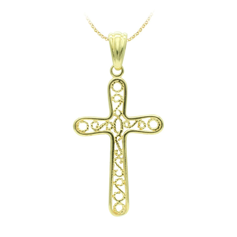 Croix filigrane en or jaune 18 carats 38x22 mm