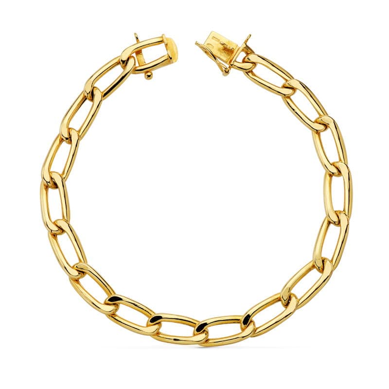 18K Yellow Gold Hollow Bilbao Bracelet 22 cm