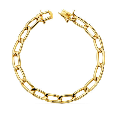 18K Yellow Gold Bracelet Bilbao Hollow 22 cm