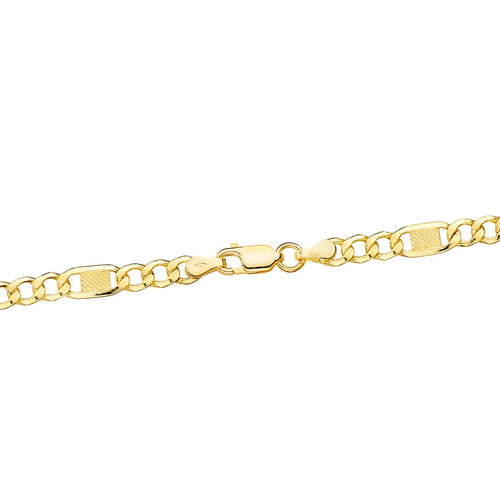 Chaîne en or jaune 18 carats maillons creux 3x1. Longueur 60 cm Largeur 5 mm