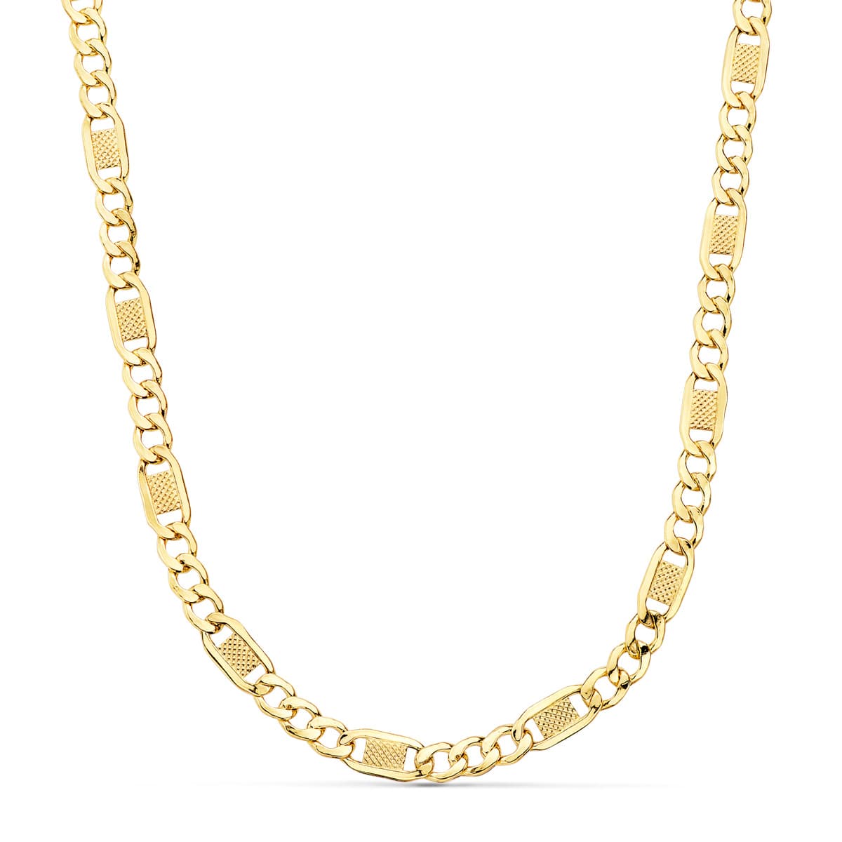 18K Yellow Gold Hollow Link Chain 3x1. Length 60 cm Width 5 mm