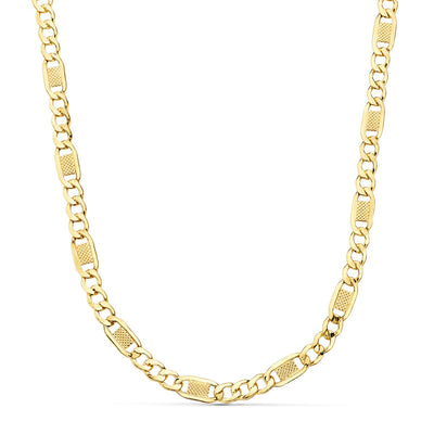 18K Yellow Gold Chain Hollow Links 3x1. Length 60 cm Width 5 mm