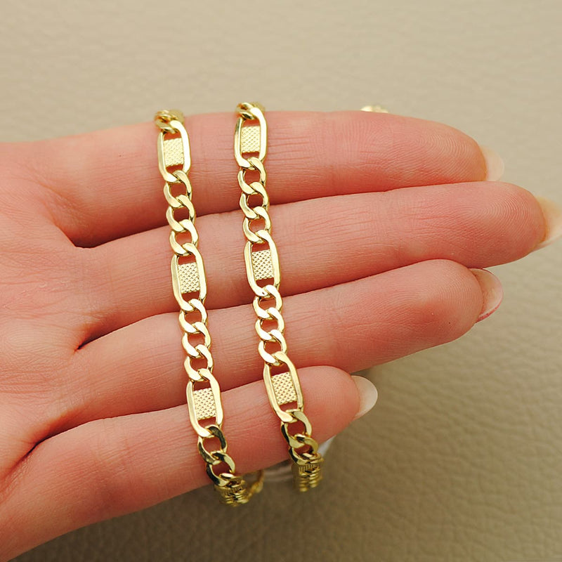 18K Yellow Gold Chain Hollow Links 3x1. Length 60 cm Width 5 mm
