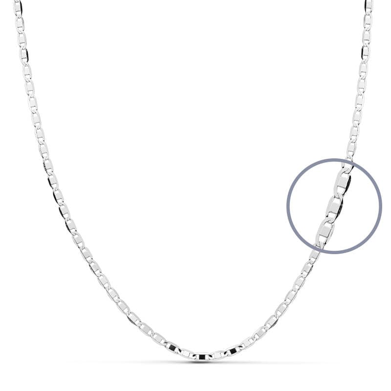 18K Solid White Gold Chain 45 cm 1.8 mm