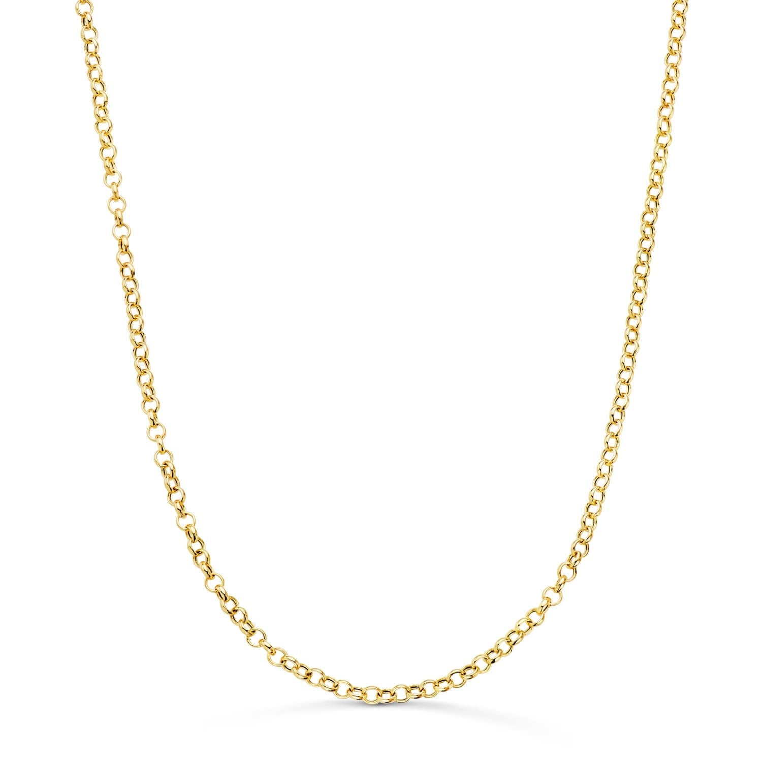 18K Yellow Gold Hollow Rolo Chain Width: 2.5mm Length: 45 cm Reasa Clasp