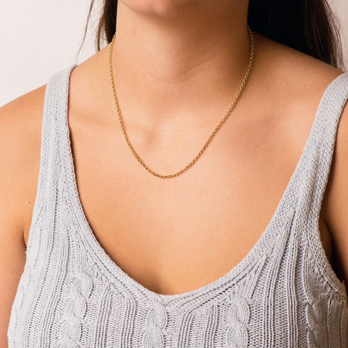 18K Yellow Gold Hollow Rolo Chain Width: 2.5mm Length: 45 cm Reasa Clasp