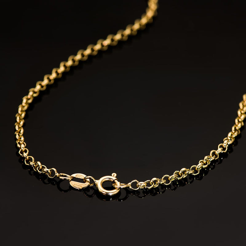 18K Yellow Gold Hollow Rolo Chain Width: 2.5mm Length: 45 cm Reasa Clasp