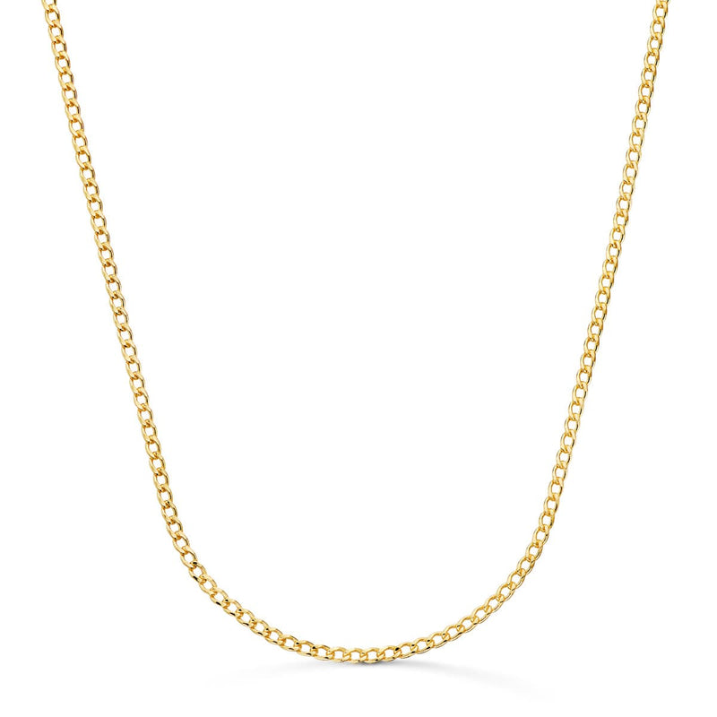 18K Yellow Gold Hollow Curb Chain Width: 2mm Length: 50 cm