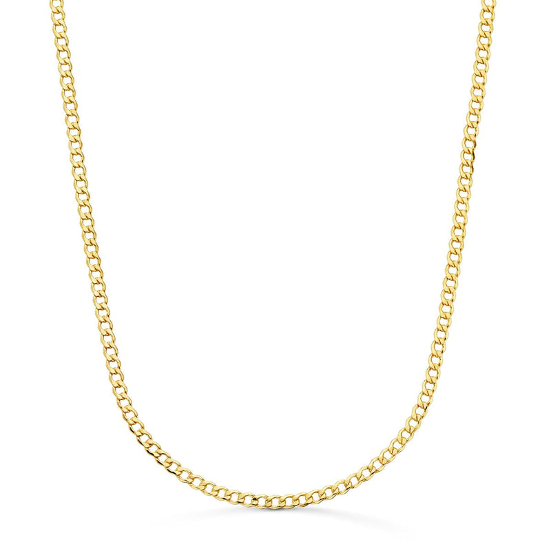 18K Yellow Gold Hollow Curb Chain Width: 2.5mm Length: 50 cm