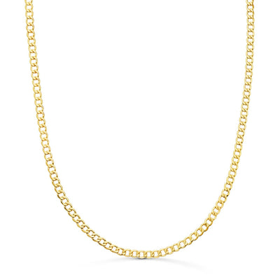 18K Yellow Gold Hollow Curb Chain Width: 3.5mm Length: 60 cm