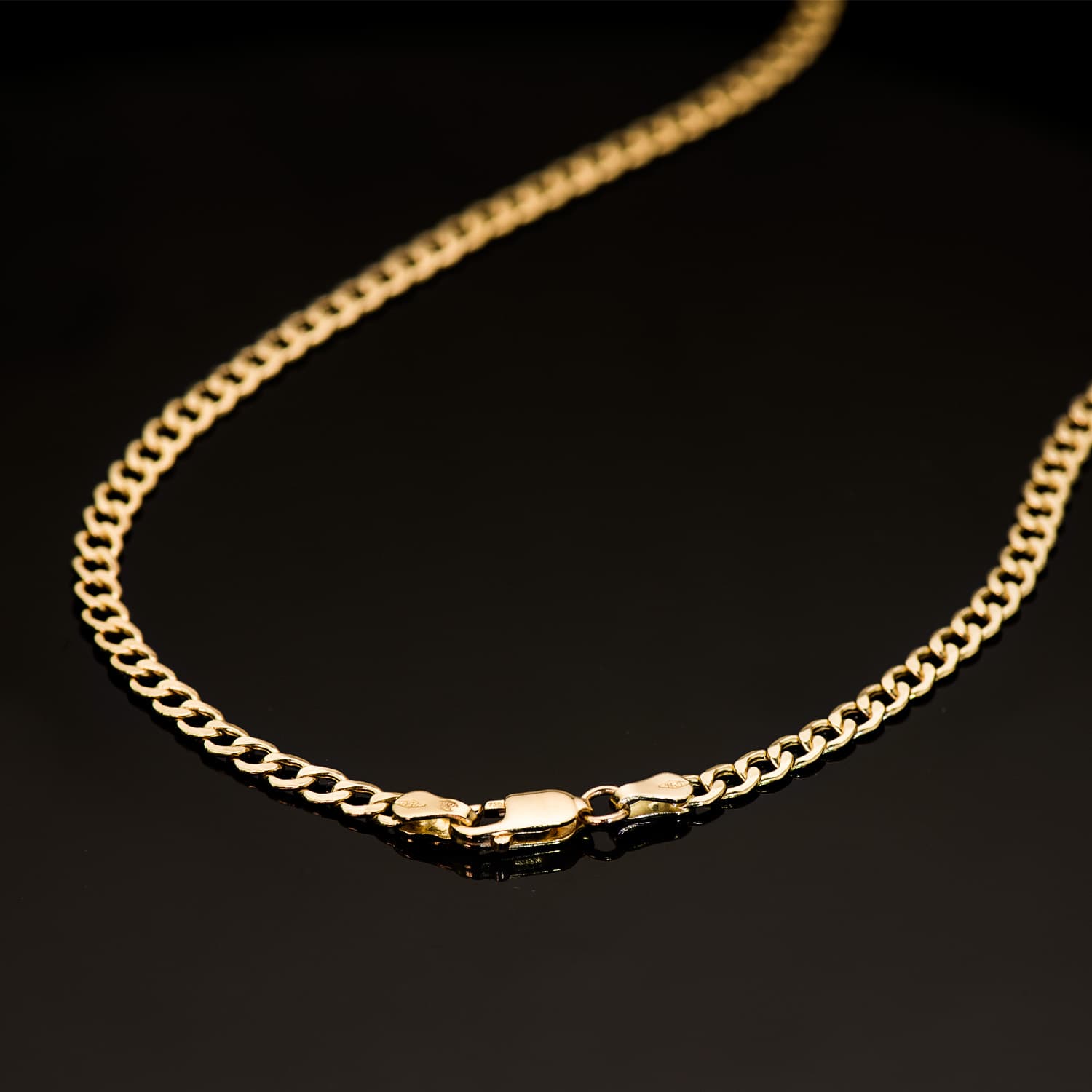18K Yellow Gold Hollow Barbada Chain Width: 3.5mm Length: 60 cm