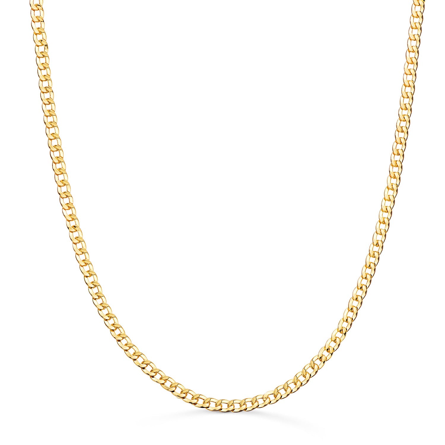 18K Yellow Gold Hollow Barbada Chain. Width: 2.2 mm. Length: 60 cm