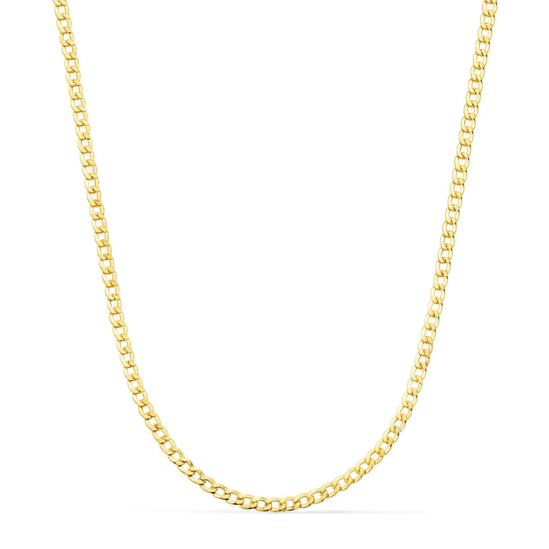 18K Cadena Oro Amarillo Barbada Hueca Ancho: 2,5mm Largo: 60 cm