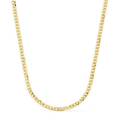 18K Yellow Gold Hollow Curb Chain Width: 3.2mm Length: 60 cm
