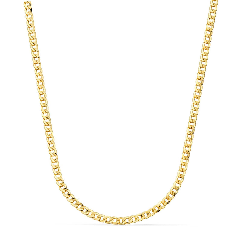 18K Cadena Oro Amarillo Barbada Hueca Ancho: 3,2mm Largo: 60 cm