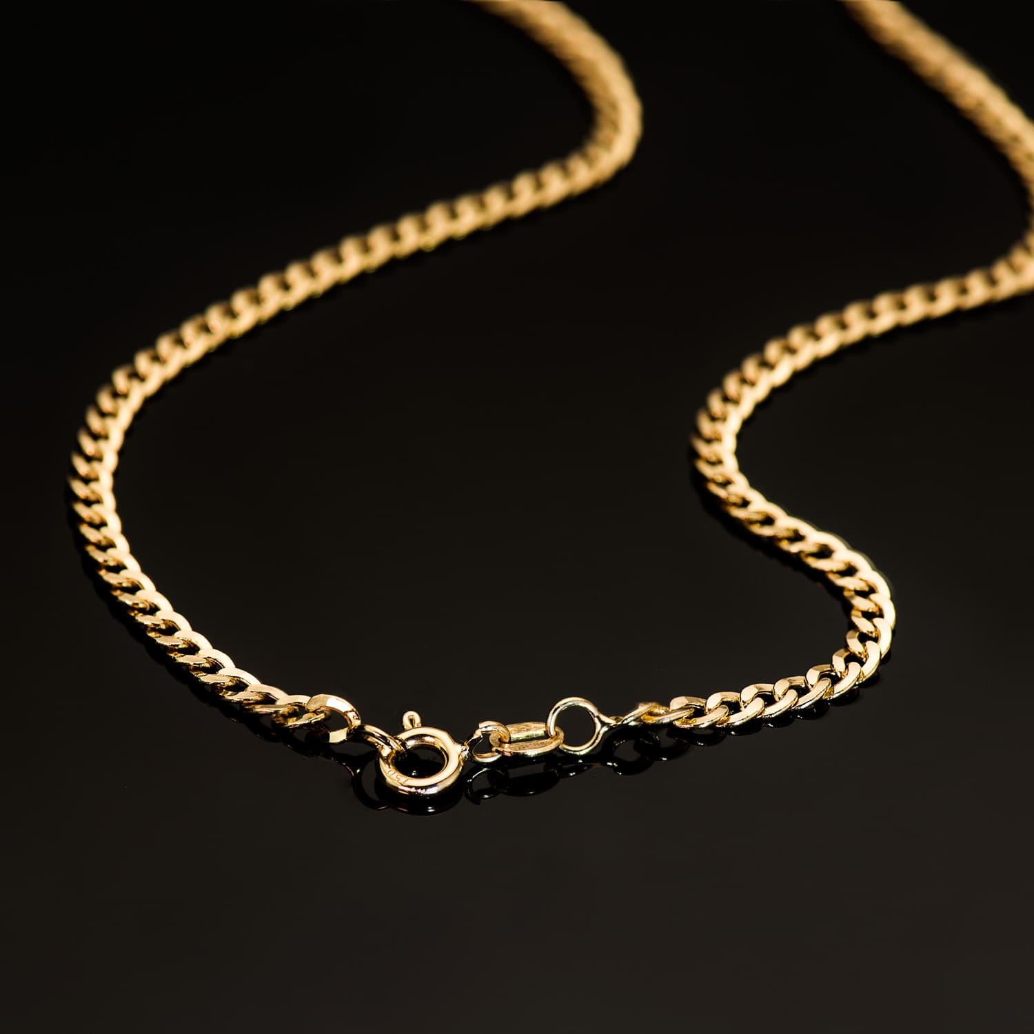 18K Yellow Gold Hollow Barbada Chain Width: 3.2mm Length: 60 cm