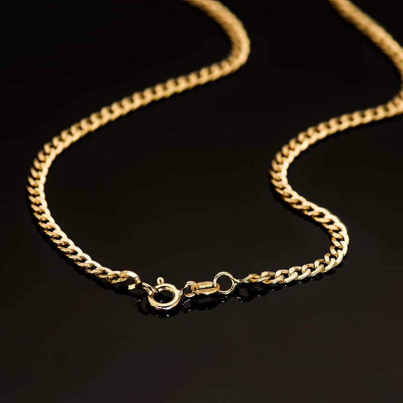 18K Cadena Oro Amarillo Barbada Hueca Ancho: 3,2mm Largo: 60 cm