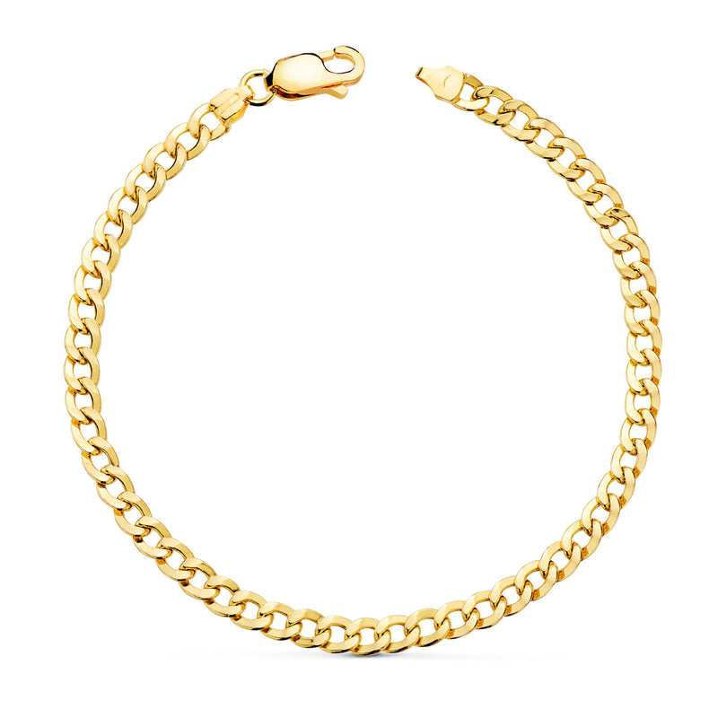 18K Yellow Gold Bracelet Flat Hollow Curb Length: 19 cm