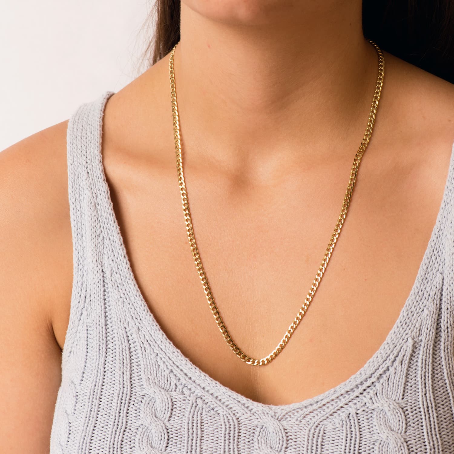 18K Yellow Gold Hollow Barbada Chain Width: 4mm Length: 60 cm