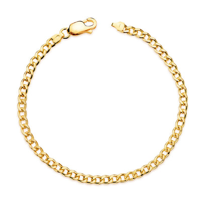 18K Yellow Gold Hollow Curb Bracelet Width: 3.5mm Length: 19 cm