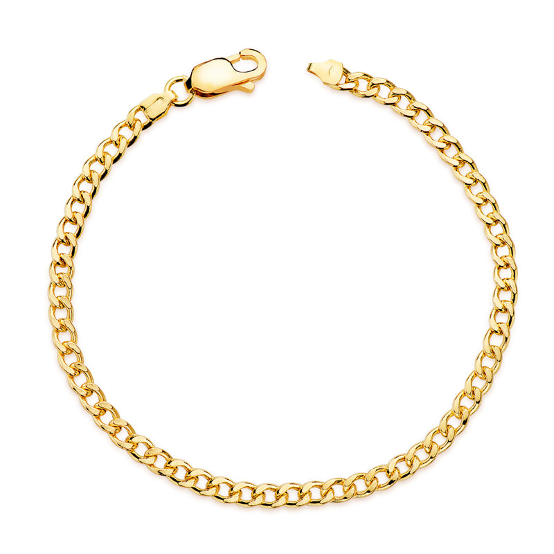 18K Yellow Gold Hollow Curved Bracelet Width: 3.5mm Length: 19 cm