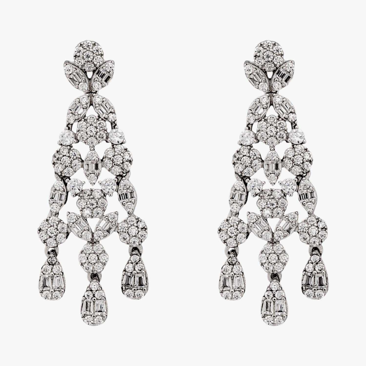 Pendientes de novia en plata de inspiración vintage con circonitas