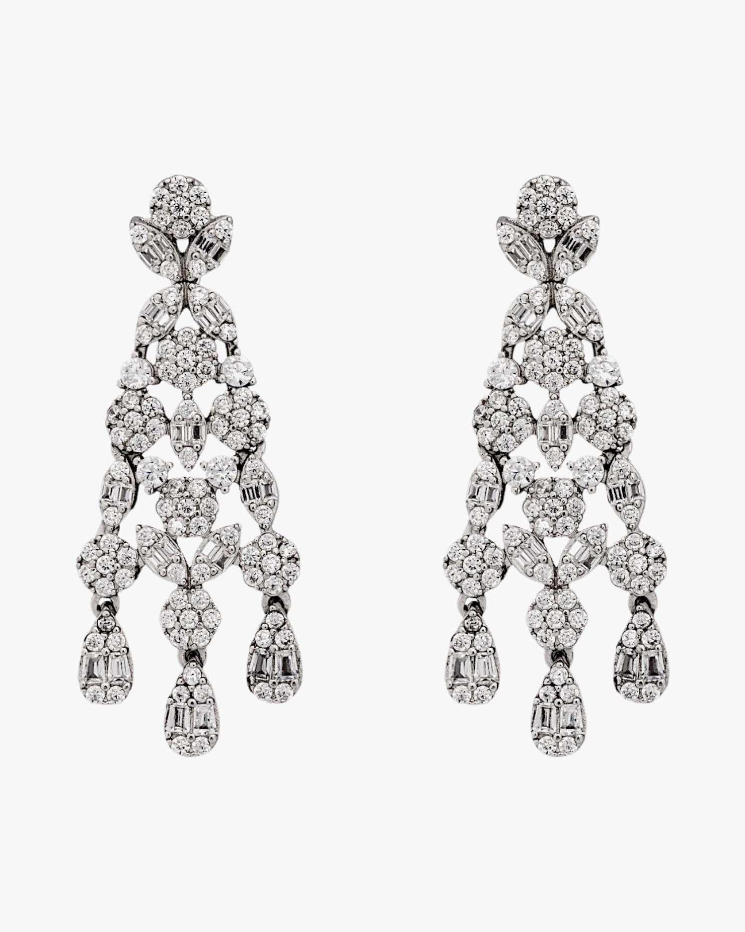 Pendientes de novia en plata de inspiración vintage con circonitas