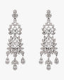 Pendientes de novia florales en plata con circonitas y lágrimas colgantes