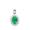 18K O.White Emerald Pendant 1.10 Qt. 14 Diamonds 0.42 Qts. Yes-H. 11x9mm