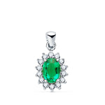 18K O.White Emerald Pendant 1.10 Qt. 14 Diamonds 0.42 Qts. Yes-H. 11x9mm