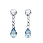 Boucles d'oreilles en or blanc 18 carats avec goutte aigue-marine et zircone