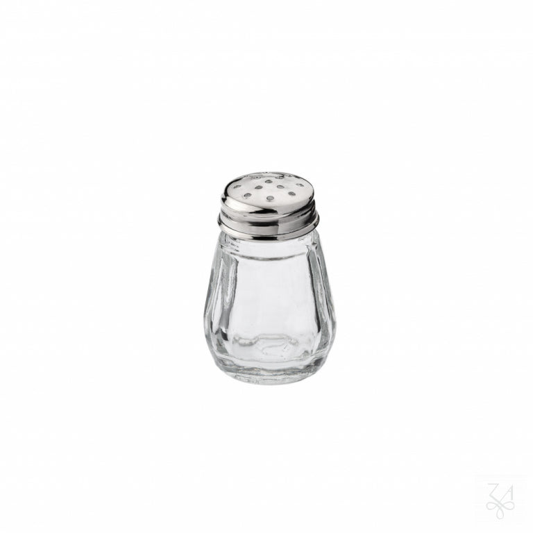Salero o pimentero de cristal con tapa de plata perforada