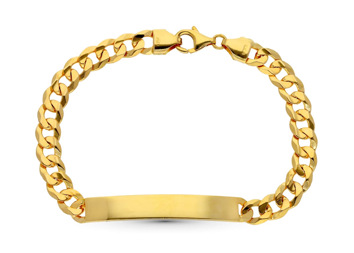 18K Solid Yellow Gold Barbada Bracelet 21 cm 7 mm