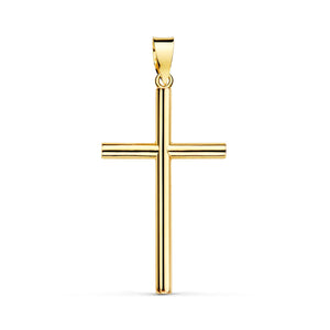18K Yellow Gold Cross Smooth Hollow Stick 26x15x2 mm