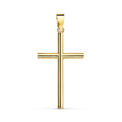 18K Yellow Gold Cross Smooth Hollow Stick 26x15x2 mm