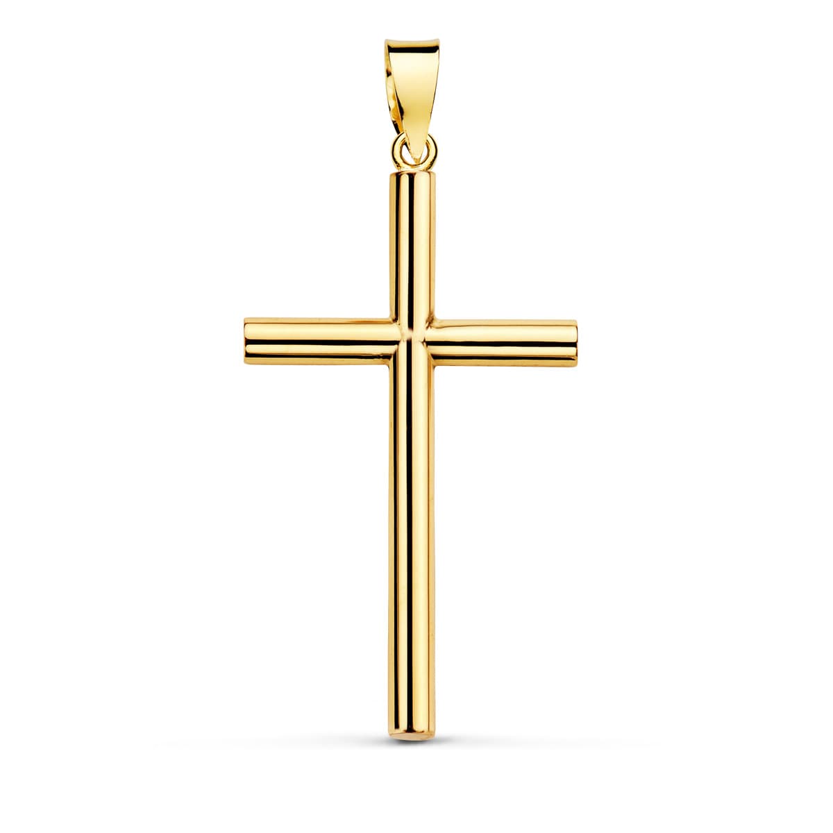 Cruz Palo Liso Hueco Oro Amarillo 18k – 29x17x2,2 mm