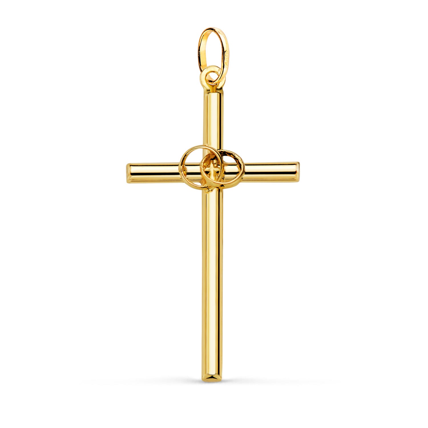 Cruz Hueca Alianzas Oro Amarillo 18k – 31x16 mm