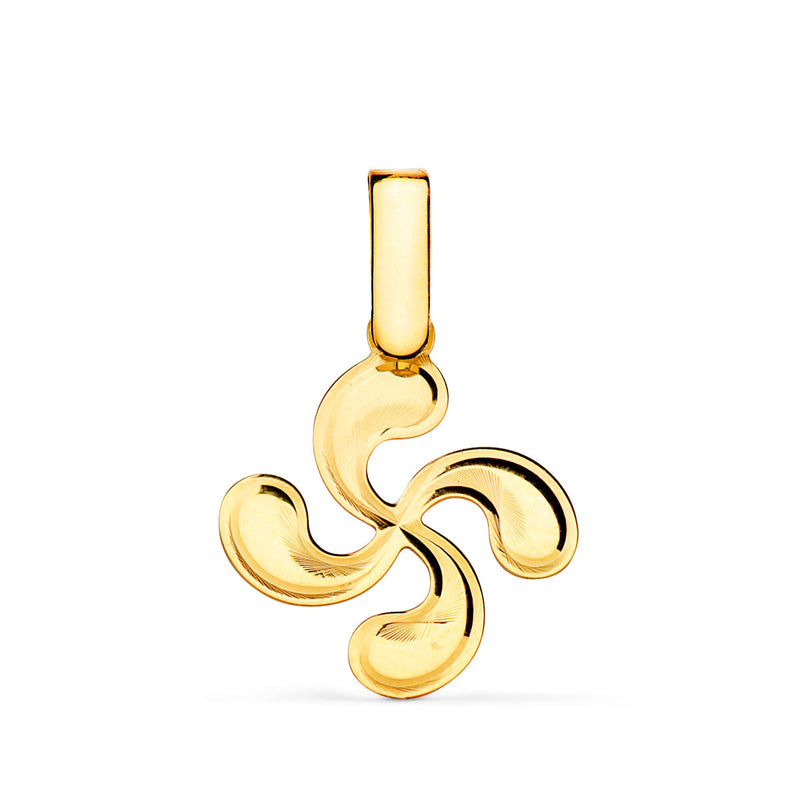 Pendentif Lauburu brillant en or jaune 18 carats 17 x 15 mm
