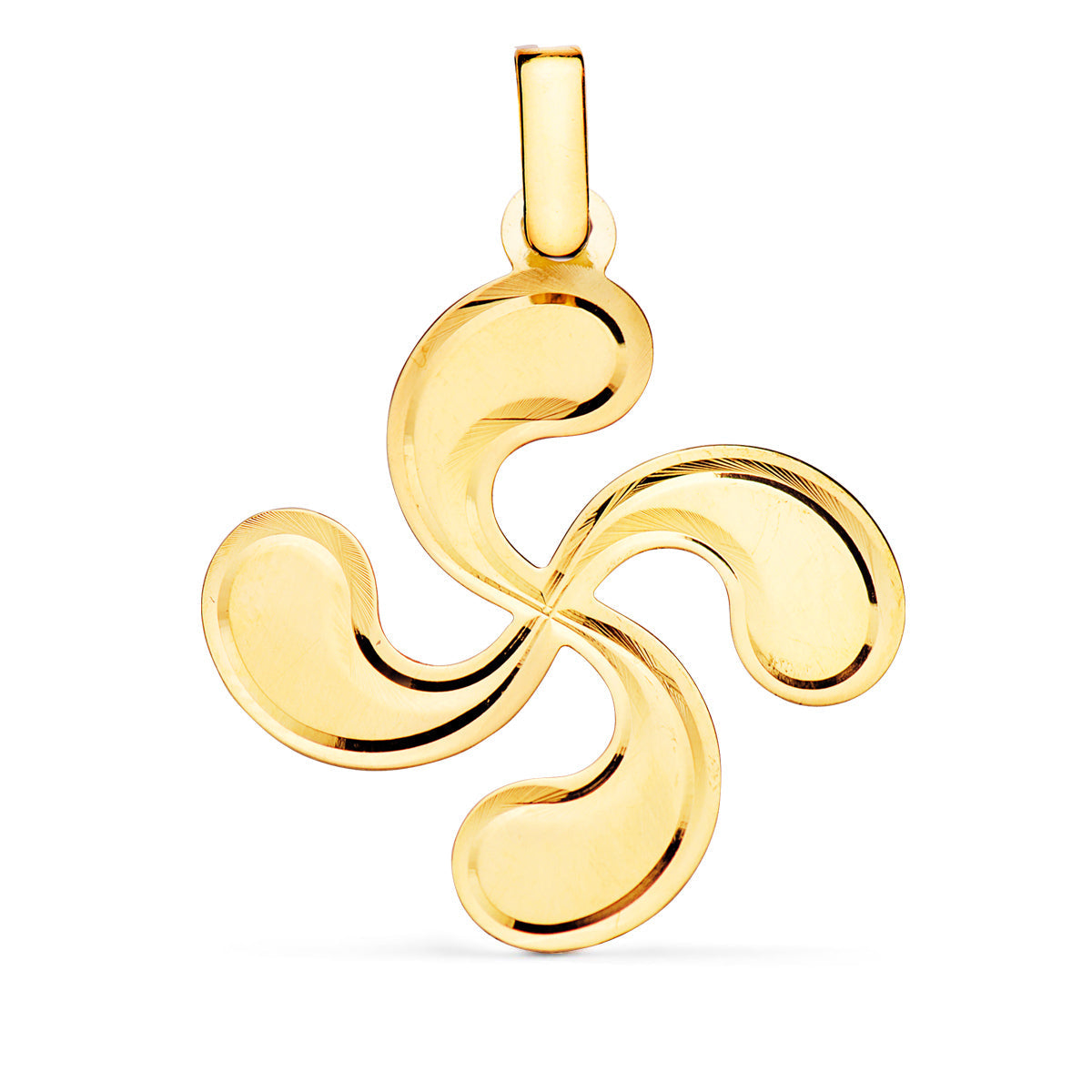 18K Yellow Gold Lauburu Pendant Diamond-cut 28x25 mm