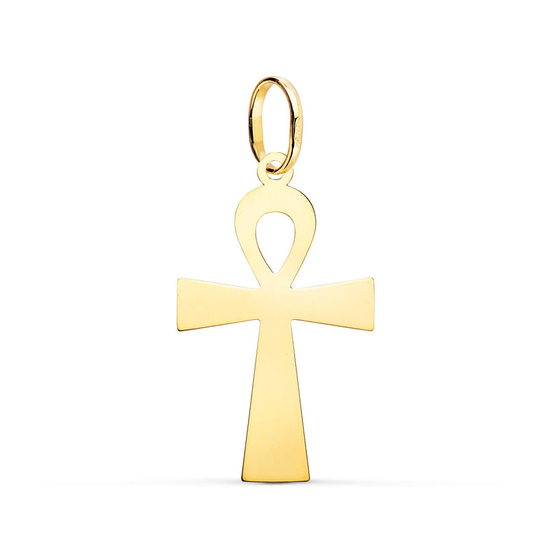 18K Yellow Gold Shine Pendant Cross of Life 28 x 16 mm