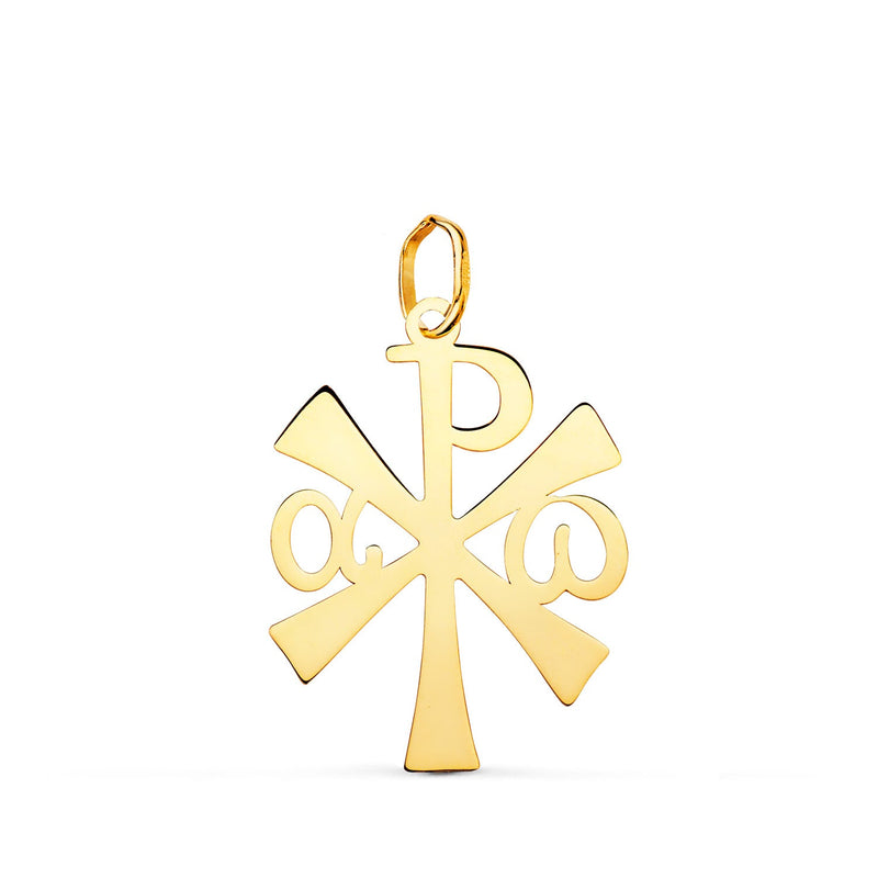 18K Yellow Gold Shiny Crismon Cross Pendant 22 x 14 mm