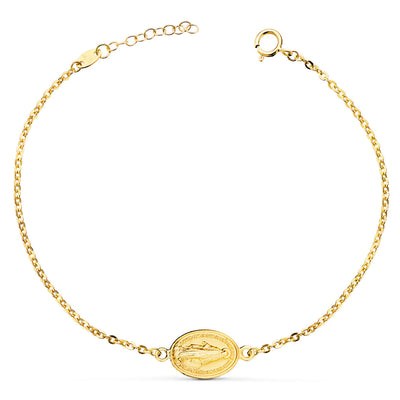 Bracelet En Or Jaune 18 Carats Avec Médaille Miraculeuse 13 X 10 Mm. Longueur : 17,2 cm